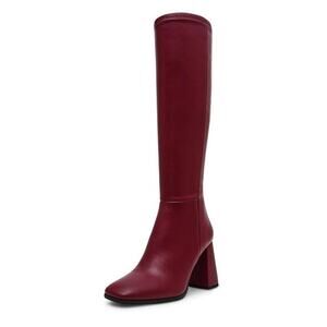 Steve Madden Womens Livah Knee High Boots US 8.5 Burgundy Vegan Leather NIB